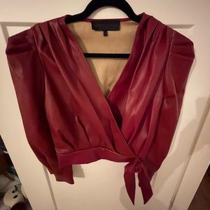 Red leather shirt